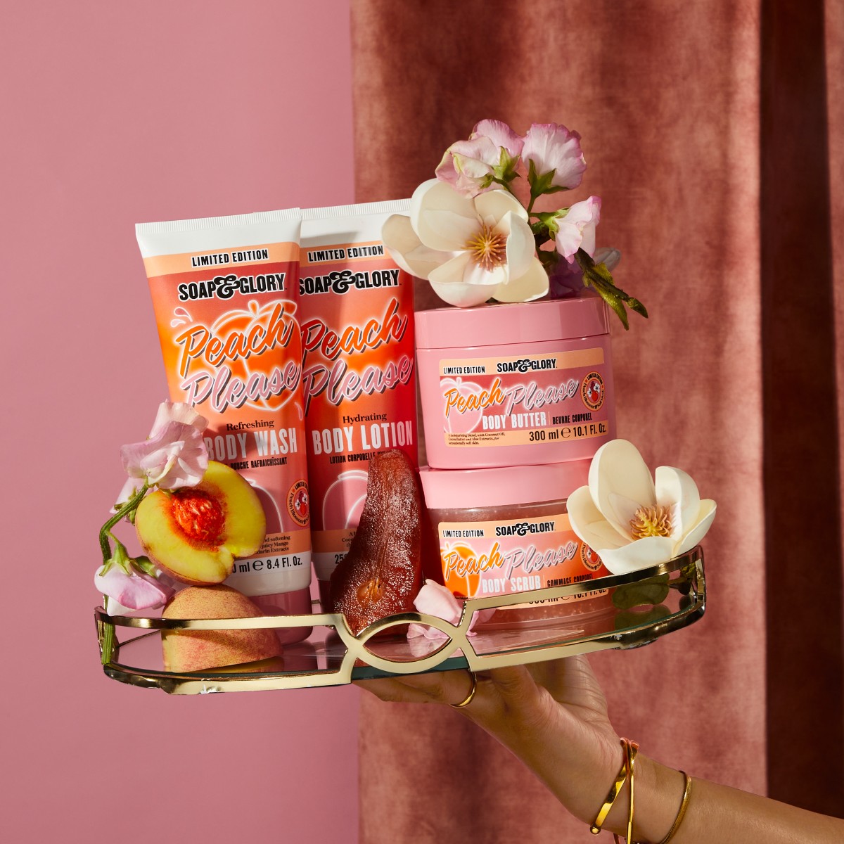 Soap and glory peach please fragrance range